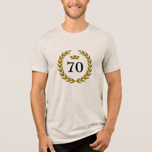 Camiseta Triblenda Elegante Laurel de Oro Wreath Crown 70 cumpleaños