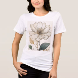 Camiseta Triblenda Elegante Línea Floral Arte - Diseño de Flores Mini
