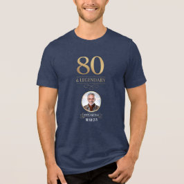 Camiseta Triblenda Elegante marina y oro 80 y legendario cumpleaños