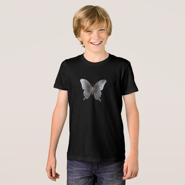 Camiseta Triblenda Elegante Metalizado mariposa niños camiseta (Anverso Completo)