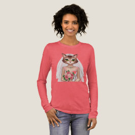 Camiseta Triblenda Elegante novia gata vestida de blanco - única muje