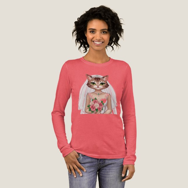 Camiseta Triblenda Elegante novia gata vestida de blanco - única muje (Anverso Completo)