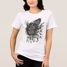 Elegante ramillete floral púrpura Zentangle camise