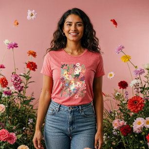 Camiseta Triblenda Elegante Tropical Floral Botánica Koi Fish Pond