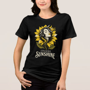 Camiseta Triblenda Elegir Mujer Girasol Floral Retrato Sunshine