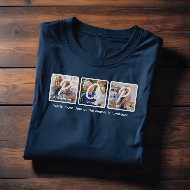 Camiseta Triblenda Elementos de mesa periódicos Feliz Día del Padre P (Periodical Table Elements Happy Father's Day Pop T-Shirt)