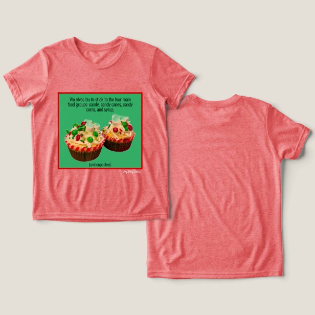 Camiseta Triblenda Elf Cupcakes (Diseño Anverso y Reverso)