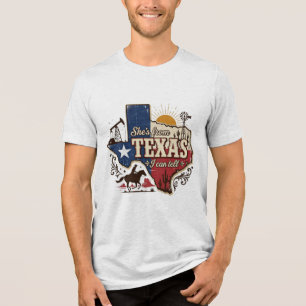 Camiseta Triblenda Ella es de Texas, puedo decir música country vaque