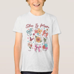 Camiseta Triblenda Ella Es Mamá Coquette Christian Mama Boho Floral M