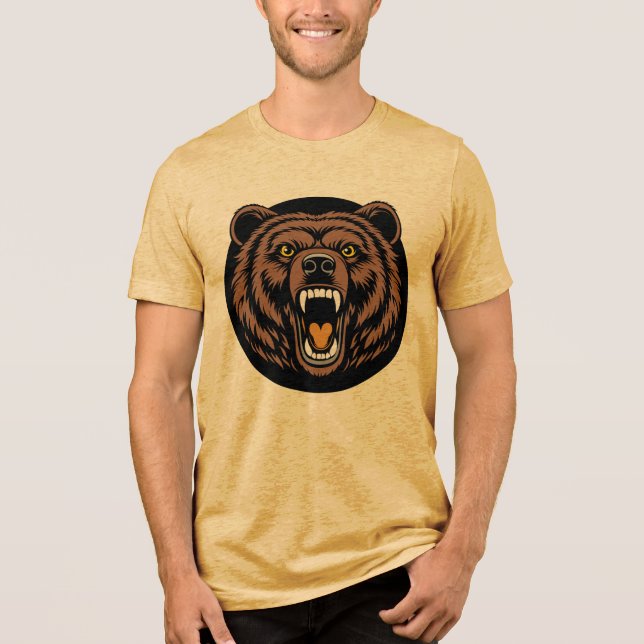Camiseta Triblenda Emblema de Poder del Oso Rugiente (Anverso)
