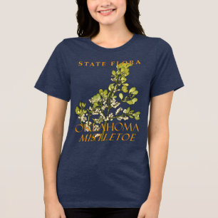 Camiseta Triblenda Emblema floral del territorio de Oklahoma Muérdago