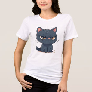 Camiseta Triblenda Emoji de gato negro gruñón