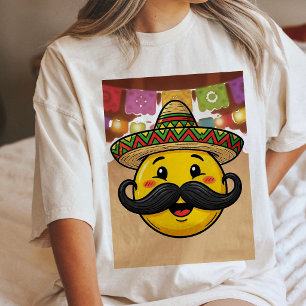 Camiseta Triblenda Emoji Divertido de Mariachi con Sombrero y Bigote