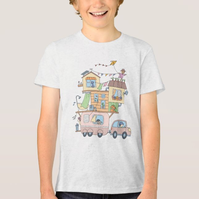Camiseta Triblenda En el camping de la familia Road (Anverso)