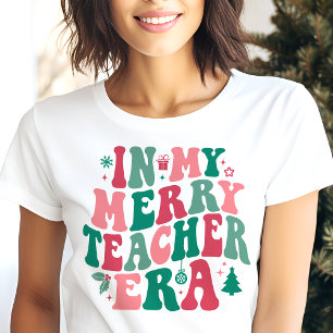 Camiseta Triblenda En Mi Alegre Era de Maestra Retro Navidad