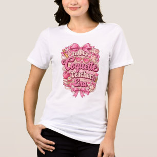 Camiseta Triblenda En Mi Era de Profesora Coqueta Rosa Retro Groovy