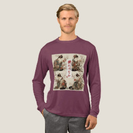 Camiseta Triblenda "En plena floración" Gato japonés en arte de kimon