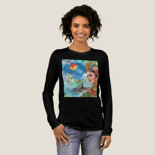 Camiseta Triblenda Encantadora bailarina de Bali y patrón tropical
