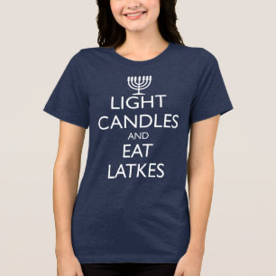 CAMISETA TRIBLENDA ENCENDER VELAS Y COMER LATKES
