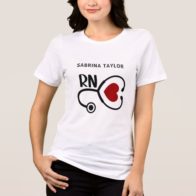 Camiseta Triblenda Enfermera cardiaca Estetioscopio RN (Anverso)