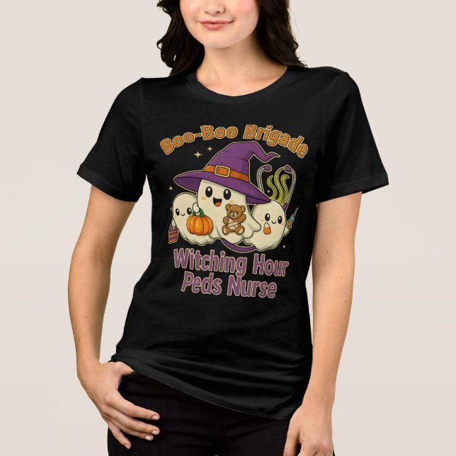 Camiseta Triblenda Enfermera pediátrica Boo-Boo Brigade Halloween (Anverso)