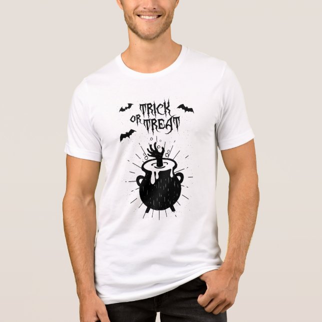 Camiseta Triblenda engañar o tratar al caldero de bruja (Anverso)