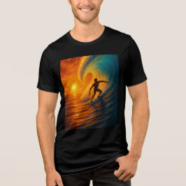 Camiseta Triblenda Epic Sunset Wave Surfer - Ocean Tri-Blend Shirt