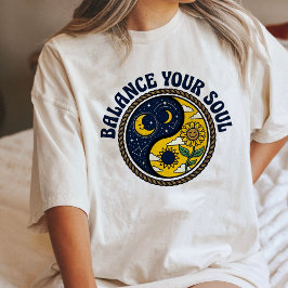 Camiseta Triblenda Equilibra Tu Alma Yin Yang Girasol Luna Celestia