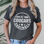 Camiseta Triblenda Equipo de fútbol personalizado con nombre de jugad<br><div class="desc">Camiseta de Fútbol personalizado y trasera en gris oscuro. El diseño incluye un elegante logotipo redondo con casco de fútbol,  estrellas y rayas. Personaliza con el nombre del equipo de fútbol de tu jugador,  número de camiseta y apellido. Incluye un acento futbolístico en la parte posterior.</div>