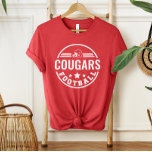 Camiseta Triblenda Equipo de fútbol personalizado con número de nombr<br><div class="desc">Camiseta de personalizado Front and Back Football T-Shirt - mostrada en rojo Design cuenta con un elegante logo redondo con casco de fútbol,  estrellas y rayas. Personaliza con el nombre del equipo de fútbol de tu jugador,  número de camiseta y apellido. Incluye un acento futbolístico en la parte posterior.</div>