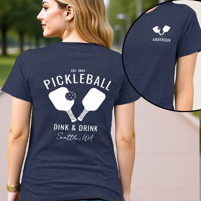 Camiseta Triblenda Equipo de jugador de pelota de fútbol - White Txt  (pickleball personalized shirt emblem club team player custom white text name paddles front back)
