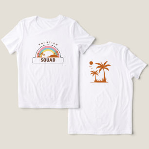 Camiseta Triblenda Equipo de Vacaciones Palmeras de Playa y Arcoíris