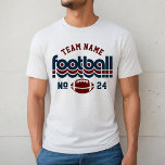 Camiseta Triblenda Equipo personalizado de fútbol de hombres de color<br><div class="desc">Nombre de personalizado de fútbol y número de jugador T-Shirt para papá - mostrado en White Fleck Design para los papás de fútbol presenta letras retro y texto personalizado que se puede personalizar con un nombre de equipo y el número de camiseta del jugador. El rojo oscuro y el azul...</div>