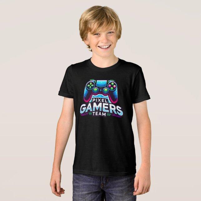 Camiseta Triblenda Equipo Pixel Gamers - Futuros niños jugadores (Anverso Completo)