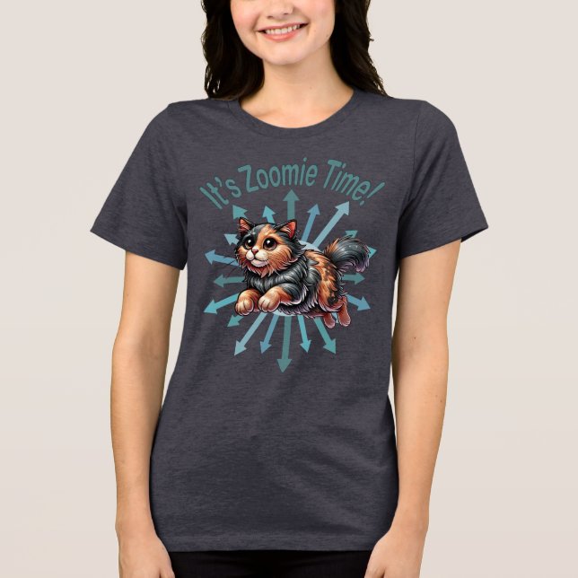 Camiseta Triblenda Es el gato de zoomie Time Tortoise Shell (Anverso)