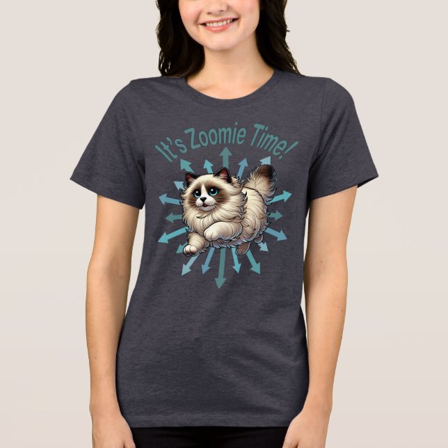 Camiseta Triblenda Es el gato Zoomie Time Ragdoll (Anverso)