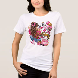 Camiseta Triblenda Es Mi Cumpleaños Chica Rosa y Dorado Cumpleaños Gl