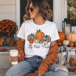 Camiseta Triblenda Es Otoño, Typografía de Parche de Calabaza