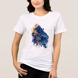 Camiseta Triblenda Escalador de Montaña Abstracto   Acuarela de Tinta
