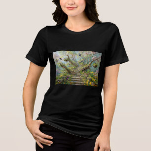 Camiseta Triblenda Escalera Surrealista de Primavera que se Traga Flo