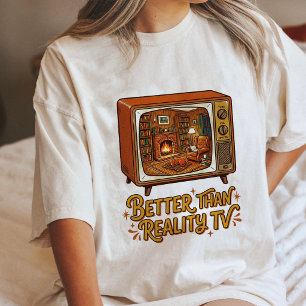 Camiseta Triblenda Escena acogedora de perro junto a chimenea de Tv r