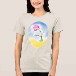 Camiseta Triblenda Escena Cameo estilizada de una flor rosa feliz
