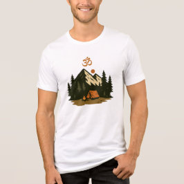 Camiseta Triblenda Escena de Camping en la Montaña con el Símbolo "Om
