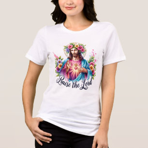 Camiseta Triblenda Escritura floral de Jesús inspirador