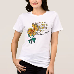 Camiseta Triblenda Escritura inspiradora de mariposa de girasol