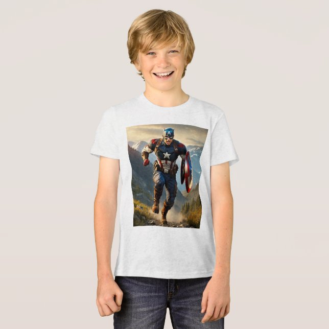 Camiseta Triblenda Escudo de Justicia Capitán América camiseta (Anverso Completo)