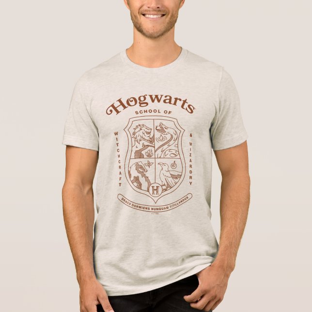 Camiseta Triblenda Escudo de la Escuela de Magia y Hechicería HOGWART (Anverso)