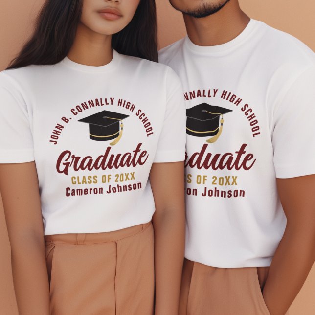 Camiseta Triblenda Escuela de Personalizado Maroon Gold Graduate 2025 (Subido por el creador)