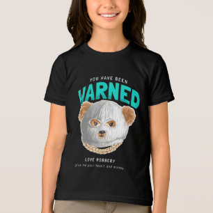 Camiseta Triblenda Eslogan advertido con muñeco de oso en máscara de 