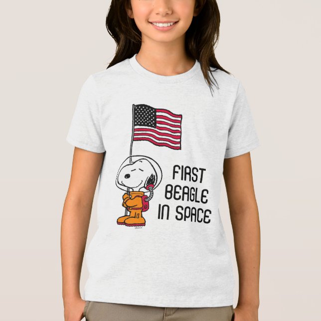 Camiseta Triblenda ESPACIO | Snoopy Con Astronauta De Bandera (Anverso)